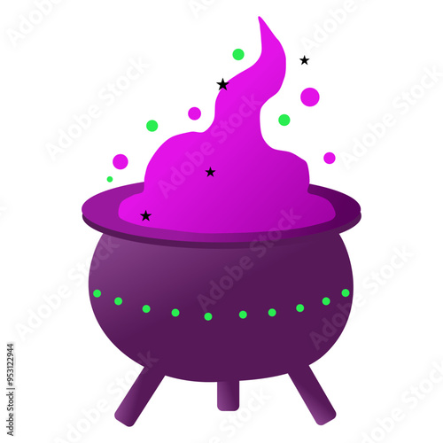 Halloween style purple witch cauldron