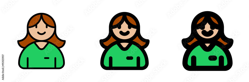 Editable female employee, person, user, worker, profession vector icon. Business, work, job, office. Part of a big icon set family. Perfect for web and app interfaces, presentations, infographics, etc Editable female employee, person, user, worker, profession vector icon. Business, work, job, office. Part of a big icon set family. Perfect for web and app interfaces, presentations, infographics, etc