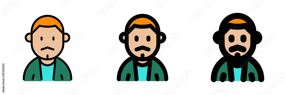 Editable man with buzz haircut and mustache avatar vector icon. User, profile, identity, persona. Part of a big icon set family. Perfect for web and app interfaces, presentations, infographics, etc Editable man with buzz haircut and mustache avatar vector icon. User, profile, identity, persona. Part of a big icon set family. Perfect for web and app interfaces, presentations, infographics, etc