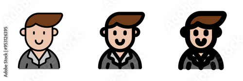 Editable business person with side comb hair avatar vector icon. User, profile, identity, persona. Part of a big icon set family. Perfect for web and app interfaces, presentations, infographics, etc