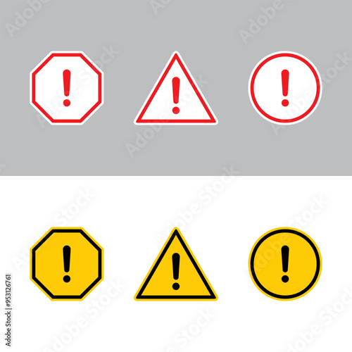 Free Download Warning sign icon set in flat design. Danger caution symbol - GFXLoad