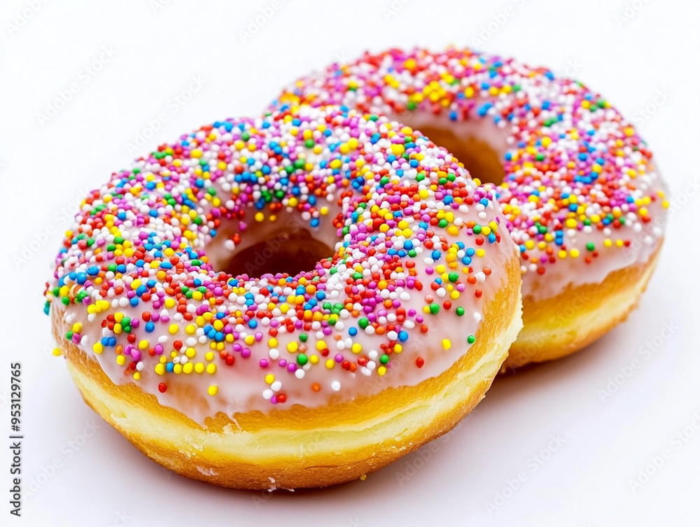 American donuts with colorful sprinkles.