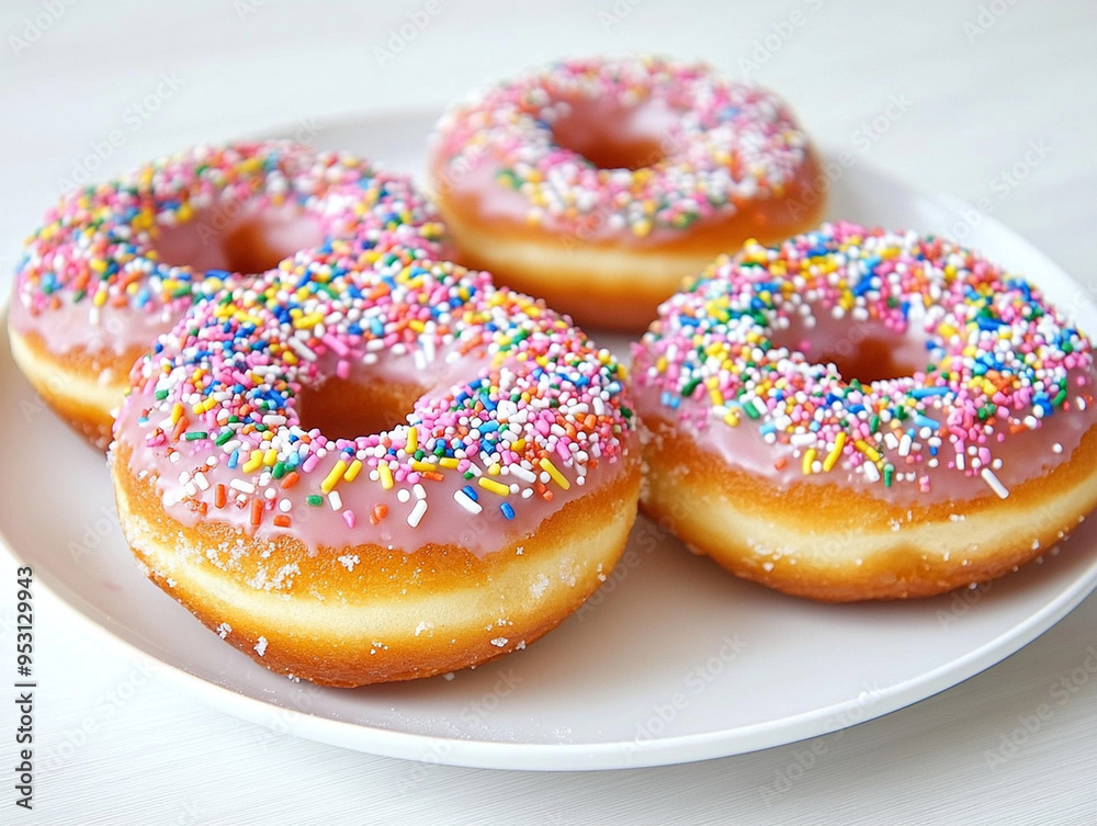 American donuts with colorful sprinkles.