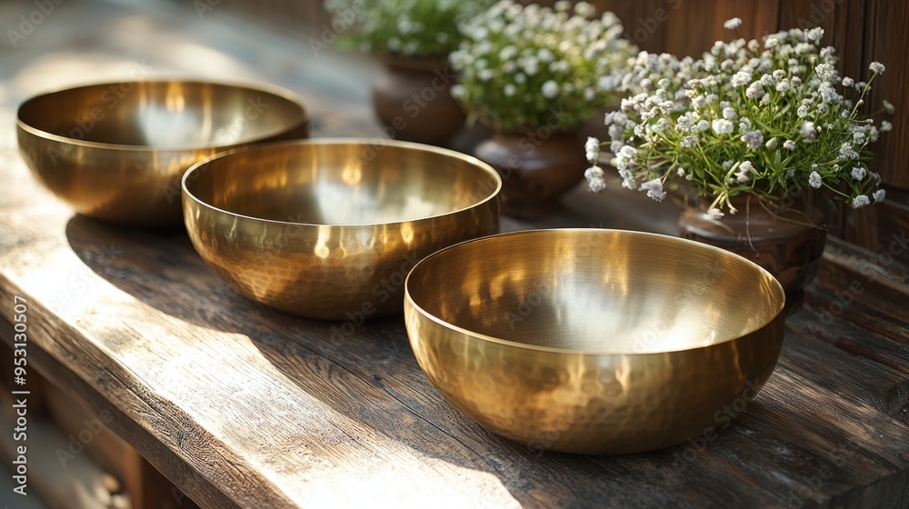 Aromatic Sujeonggwa served in a Traditional Brass Bowl for Korean Cuisine Enthusiasts Aromatic Sujeonggwa served in a Traditional Brass Bowl for Korean Cuisine Enthusiasts