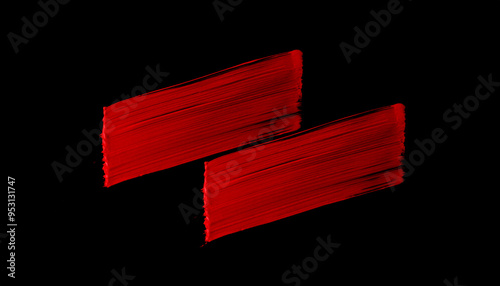 Vibrant bold red brush stroke ink paint cross over each other isolated on black background, promotions advertising. artistic creative banner designs badge banner sale.