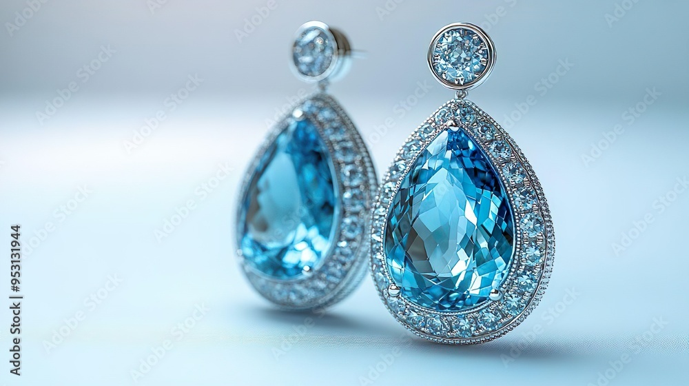 Jewelry, Proposal and Holiday Gift. Fancy Design of a Earrings in Platinum with Diamonds and Aquamarines. Platinum with Round Brilliant Diamonds and Pear Shaped Aquamarines. Jewelry, Proposal and Holiday Gift. Fancy Design of a Earrings in Platinum with Diamonds and Aquamarines. Platinum with Round Brilliant Diamonds and Pear Shaped Aquamarines.