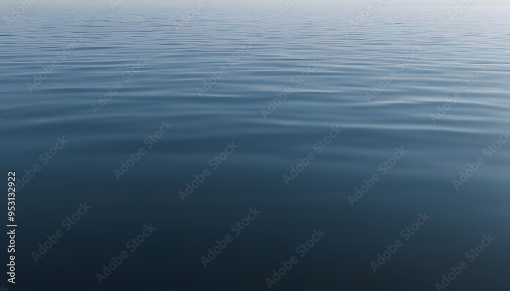 Naklejka premium A serene view of calm water with gentle ripples, reflecting a soft blue hue. The surface appears smooth and tranquil, creating a peaceful atmosphere.