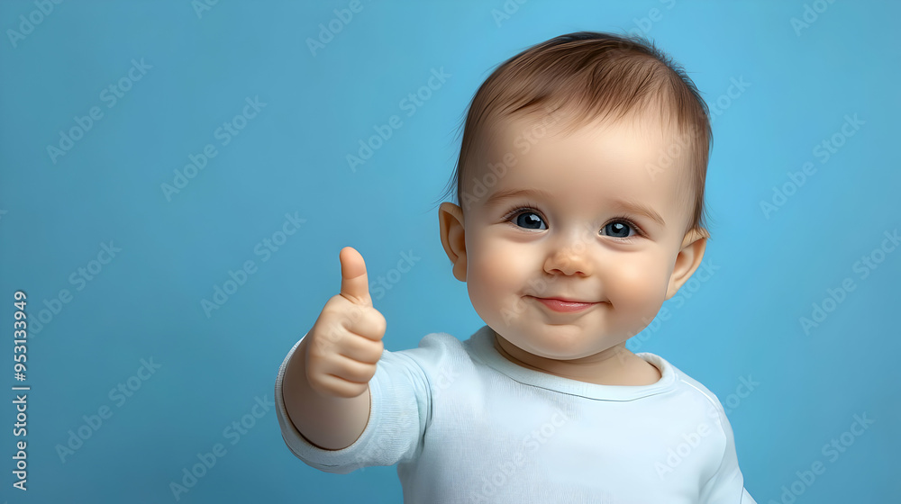Cute Baby Giving Thumbs Up Adorable Little Child Smiling Cute Baby Giving Thumbs Up Adorable Little Child Smiling
