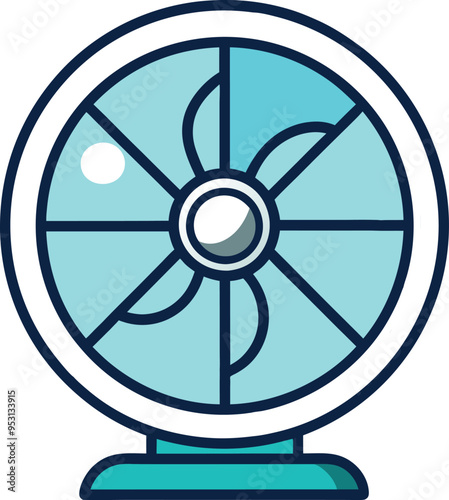 Blue Realistic Electric Fan Flat Style Vector Illustration Icons, and Graphics for Free Download