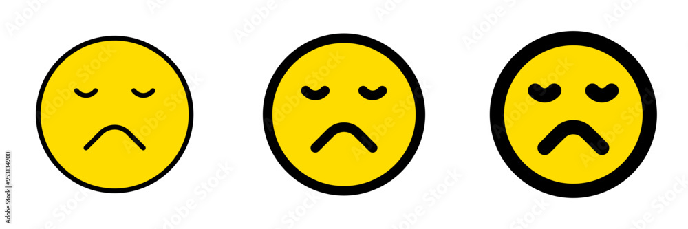 Fototapeta premium Editable frown, sad expression emoticon vector icon. Part of a big icon set family. Part of a big icon set family. Perfect for web and app interfaces, presentations, infographics, etc