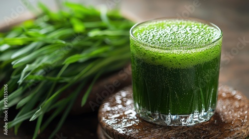 Capturing the Refreshing Essence: Wheatgrass Juice Extraction in Progress
