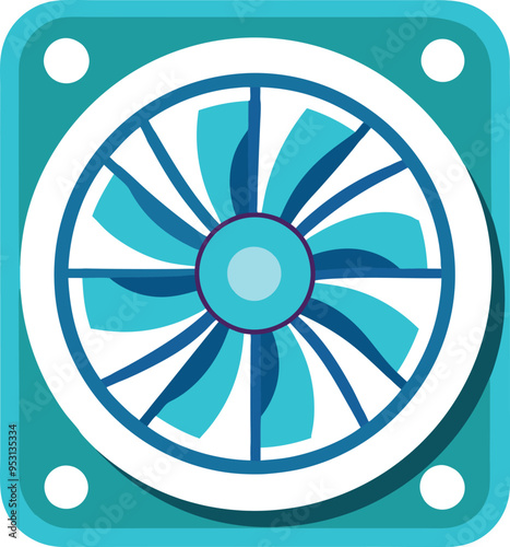 Blue Realistic Electric Fan Flat Style Vector Illustration Icons, and Graphics for Free Download