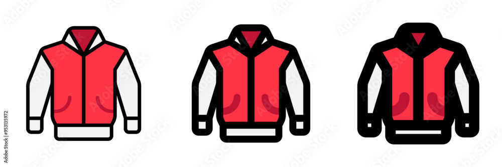 Editable varsity jacket vector icon. Clothing, fashion, apparel. Part of a big icon set family. Perfect for web and app interfaces, presentations, infographics, etc Editable varsity jacket vector icon. Clothing, fashion, apparel. Part of a big icon set family. Perfect for web and app interfaces, presentations, infographics, etc