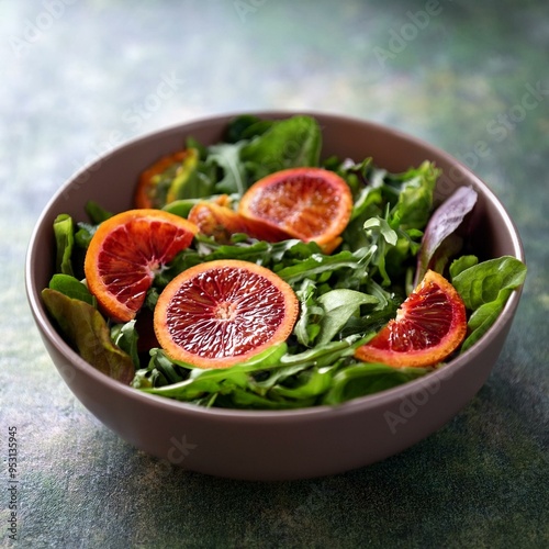 Close-up of vibrant salad bowl with blood oranges and leafy greens highlighting food as natural medicine and health-focused nutrition