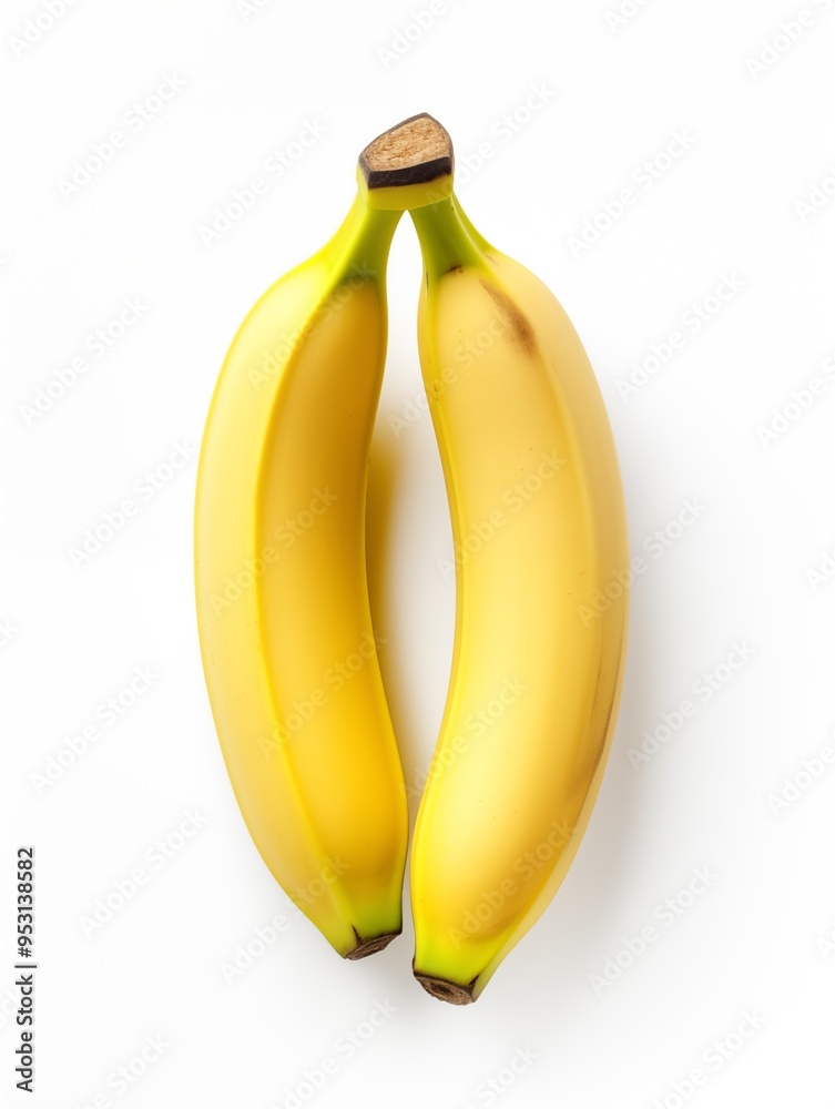 Top view of banana isolated on white background. Generative ai Top view of banana isolated on white background. Generative ai