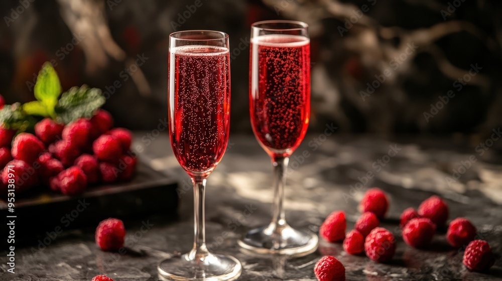 Elegant Kir Royale Cocktail Served in a Stylish Champagne Flute Elegant Kir Royale Cocktail Served in a Stylish Champagne Flute