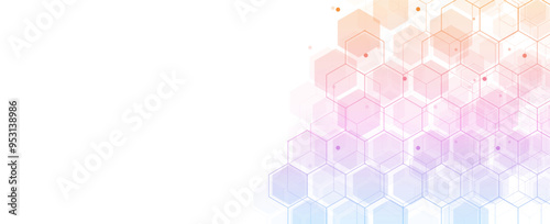 Digital technology background. Abstract hexagons background with lines and dots. Design for science, medicine or technology