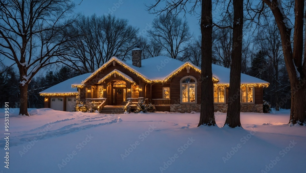 Winter Home with Holiday Lights and Tracks Winter Home with Holiday Lights and Tracks