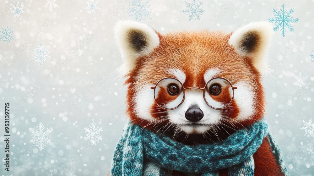 Red Panda Wearing Glasses and Scarf Red Panda Wearing Glasses and Scarf
