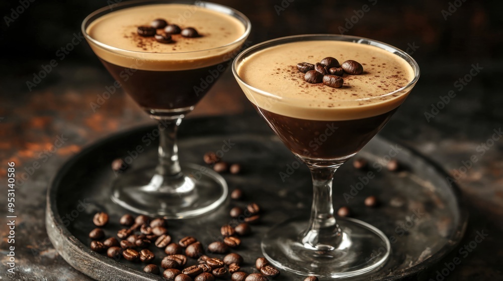 Indulgent Classic Espresso Martini Garnished with Coffee Beans for Premium Cocktail Experience Indulgent Classic Espresso Martini Garnished with Coffee Beans for Premium Cocktail Experience