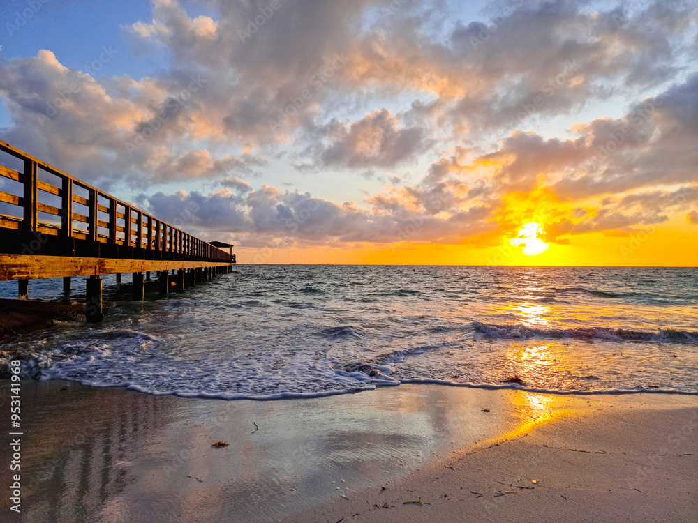 Fototapeta premium Extremely beautiful sunrise at Bavaro Beach, Punta Cana, Dominican Republic