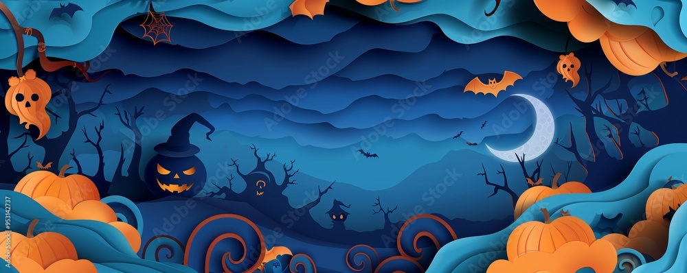Enchanted Halloween Night Background Design Enchanted Halloween Night Background Design