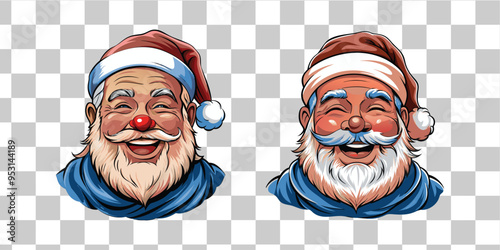 Charming Santa Claus Vector Set Featuring Festive Characters with Different Expressions for Christmas