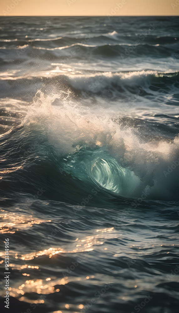 A close-up view of a wave at sunset, with sunlight reflecting off the water's surface. The colors are warm, showcasing shades of orange and blue, creating a serene and dynamic ocean scene. A close-up view of a wave at sunset, with sunlight reflecting off the water's surface. The colors are warm, showcasing shades of orange and blue, creating a serene and dynamic ocean scene.