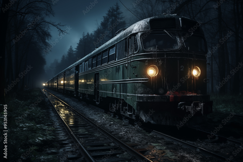 Fototapeta premium train on the abandoned railway