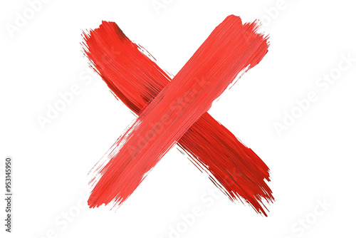 A red painted X mark on a white transparent background.