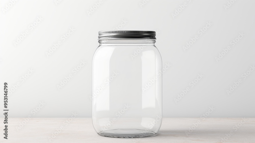 Empty glass jar mockup on white background. Empty glass jar mockup on white background.