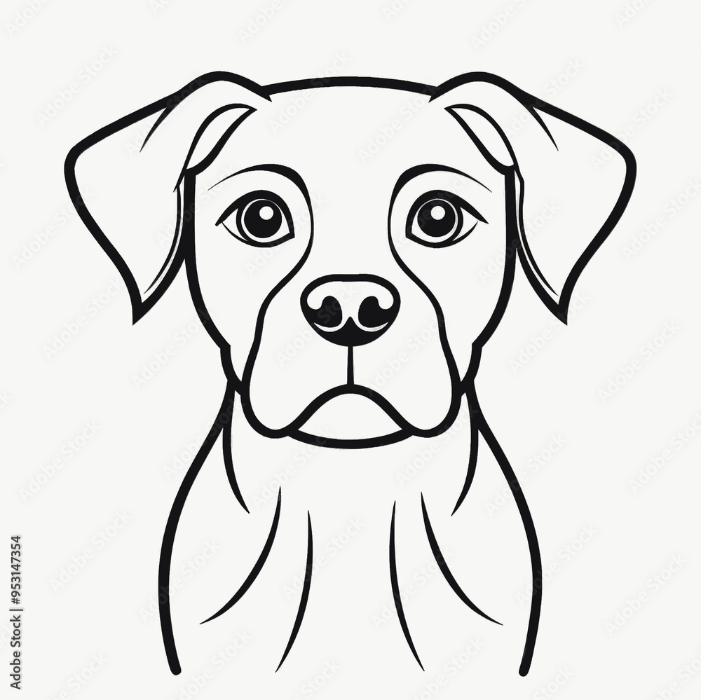 Fototapeta premium Dog face line art graphic design for t-shirt, minimalist style with copy space