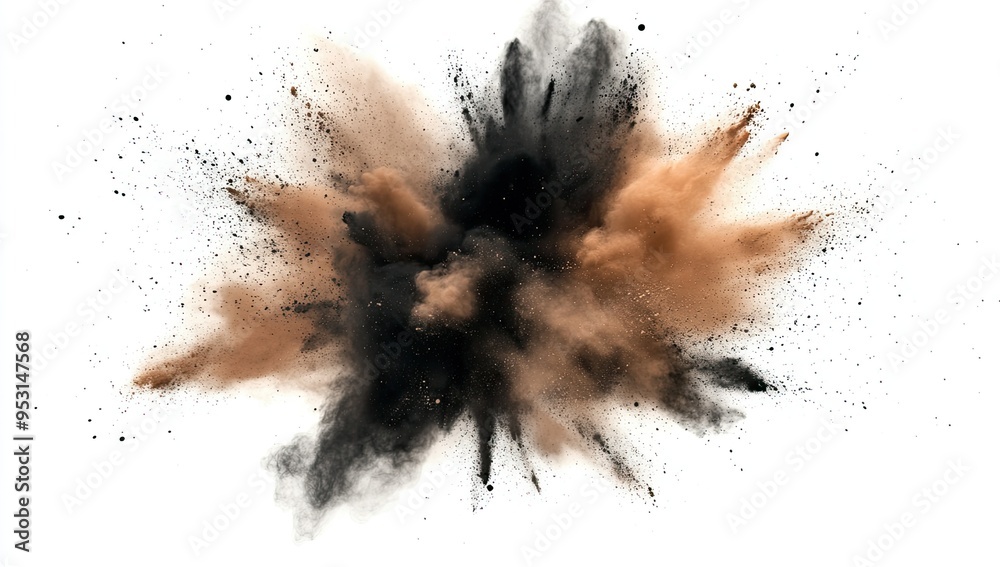 An explosion of gray dust. An explosion of gray dust.
