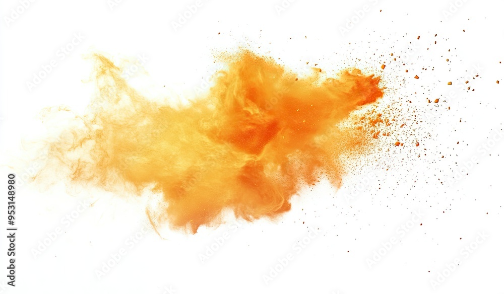 An explosion of orange powder. An explosion of orange powder.