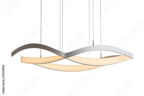 Modern contemporary wave-shaped ceiling light fixture with a warm white glow.