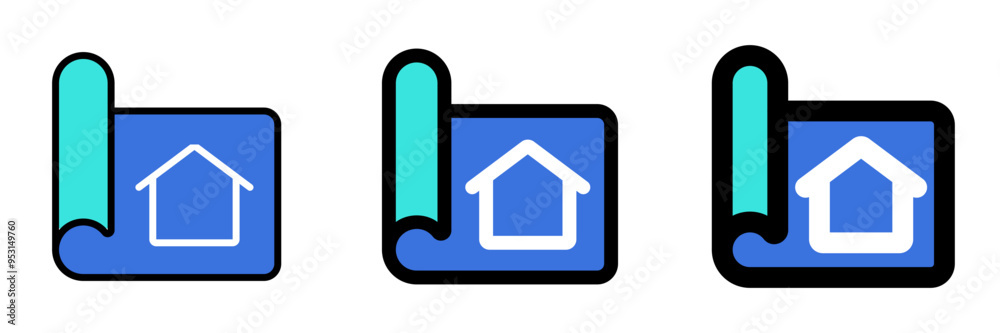 Editable house blueprint vector icon. Property, real estate, construction, mortgage, interiors. Part of a big icon set family. Perfect for web and app interfaces, presentations, infographics, etc Editable house blueprint vector icon. Property, real estate, construction, mortgage, interiors. Part of a big icon set family. Perfect for web and app interfaces, presentations, infographics, etc