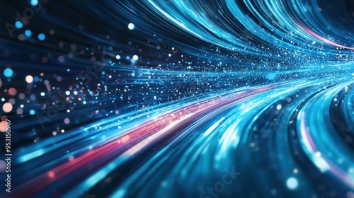 Abstract light streaks in a digital tunnel