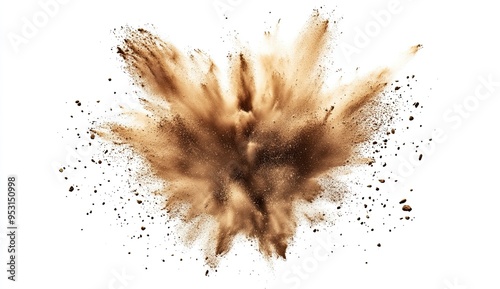 Sand explosion, isolated on a white background. 