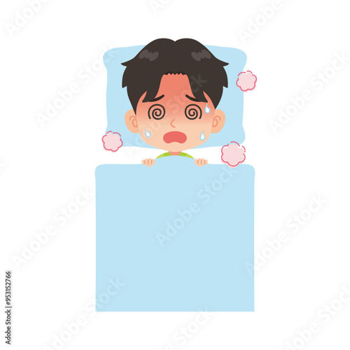 発熱で寝込む人