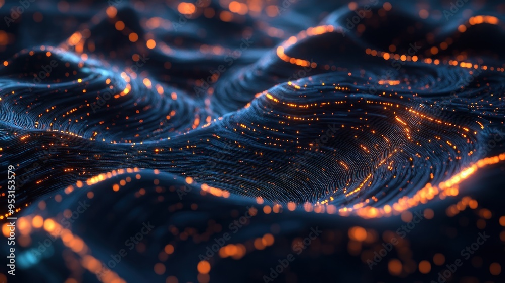 Abstract Digital Landscape with Glowing Lines Abstract Digital Landscape with Glowing Lines