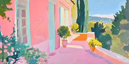 Pink Cottage Charm: A water...