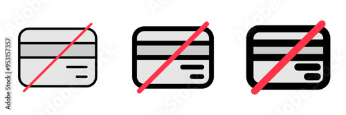 Editable block card, no card payment vector icon. Part of a big icon set family.  Finance, business, investment, accounting. Perfect for web and app interfaces, presentations, infographics, etc