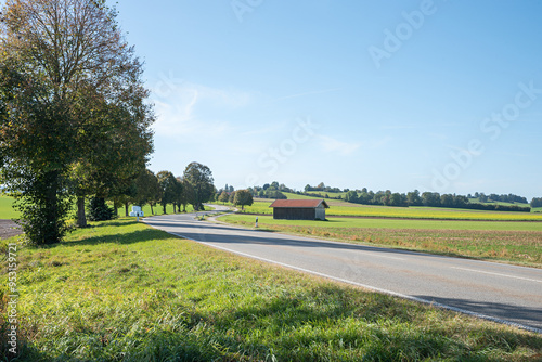 country road from Holzkirchen to Sachsenkam, rural landscape bavaria photo