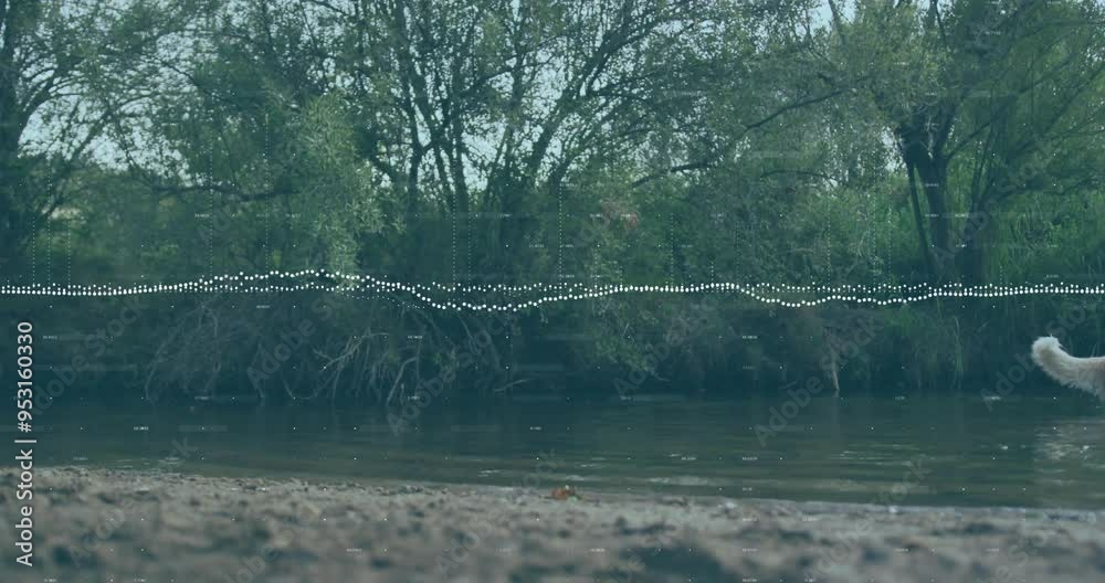 Animating waveform over riverbank with trees in background Animating waveform over riverbank with trees in background