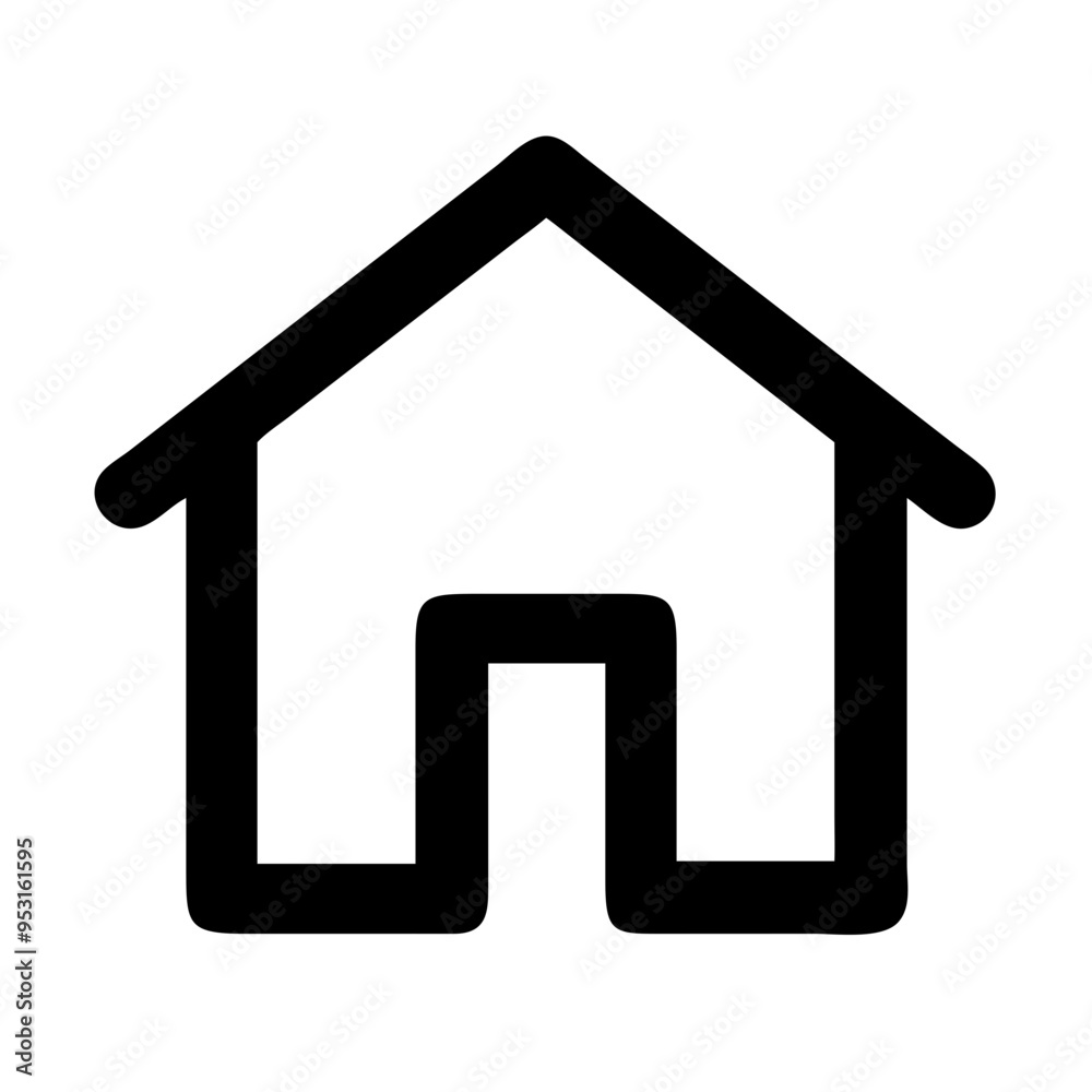 A simple and recognizable home icon, designed to represent the homepage or main navigation point in digital interfaces. Featuring a classic house shape with a roof and doorway, this icon is ideal f A simple and recognizable home icon, designed to represent the homepage or main navigation point in digital interfaces. Featuring a classic house shape with a roof and doorway, this icon is ideal f