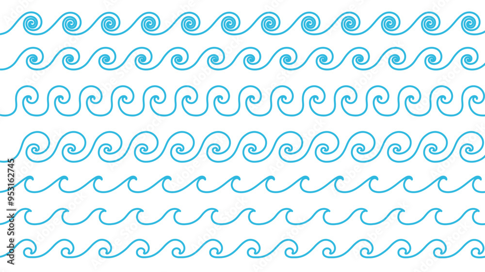 Blue moving sea waves water lines. Ocean water splash, sea tide, storm waves on white background. Blue moving sea waves water lines. Ocean water splash, sea tide, storm waves on white background.