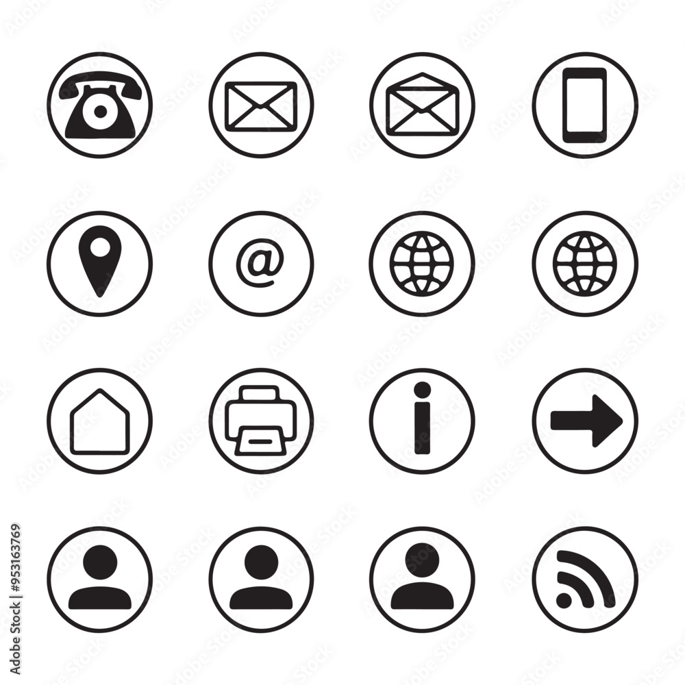 Minimalist Icon Design Collection for Digital Interfaces