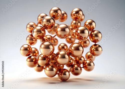 Crisp, high-definition image of a copper catalyst suspended in mid-air, set against a pure white backdrop, highlighting its three-dimensional form and subtle reflections.