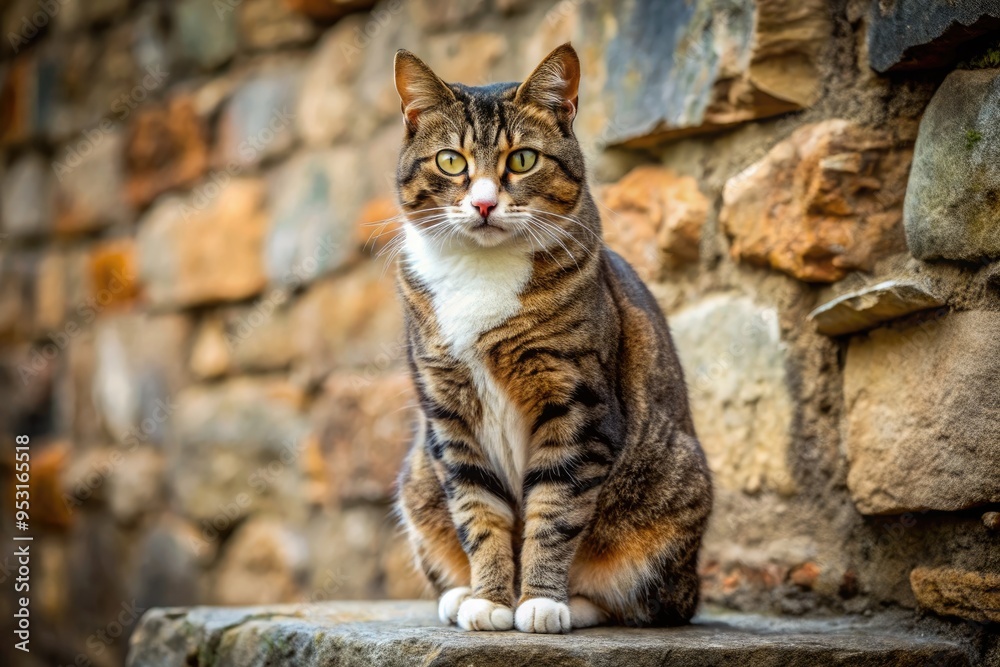 A sleek, tailless feline with a stocky build and short, dense coat, often in a variety of colors, sits poised on a weathered stone wall. A sleek, tailless feline with a stocky build and short, dense coat, often in a variety of colors, sits poised on a weathered stone wall.