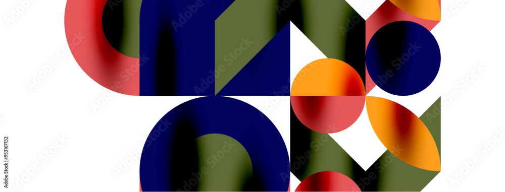 Metal color circles with shadows and other geometric elements composition for wallpaper, banner, background or landing Metal color circles with shadows and other geometric elements composition for wallpaper, banner, background or landing